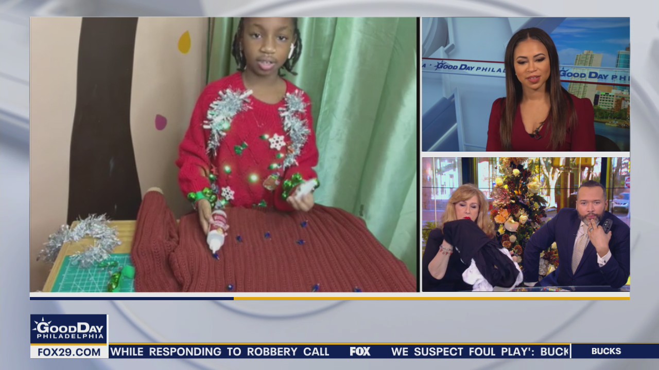 Local 9-year-old crafts festive Christmas sweater