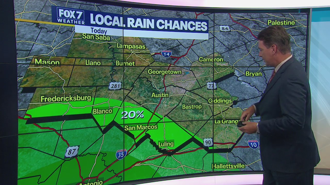 Rain possible in some parts of Central Texas, temps remain in 90s