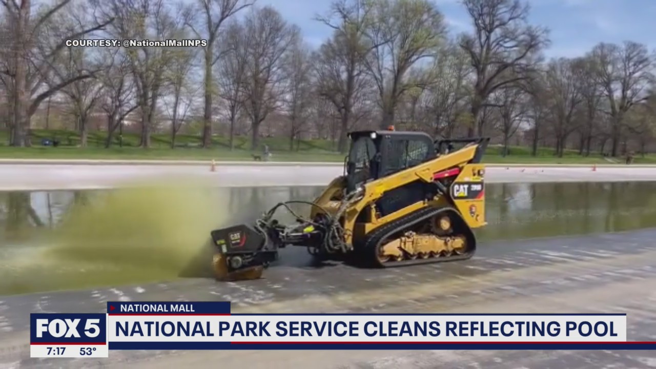 Lincoln Memorial Reflecting Pool drained and scrubbed in annual spring cleaning