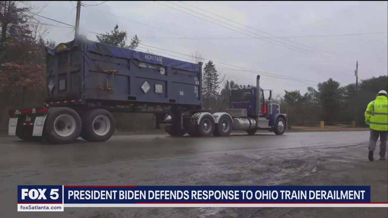Biden defends Ohio train derailment response