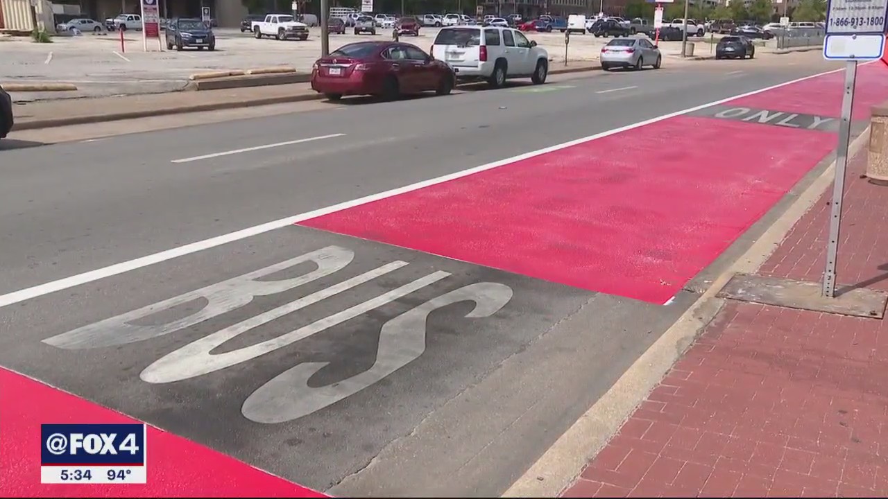 Fort Worth has new red bus lanes in downtown