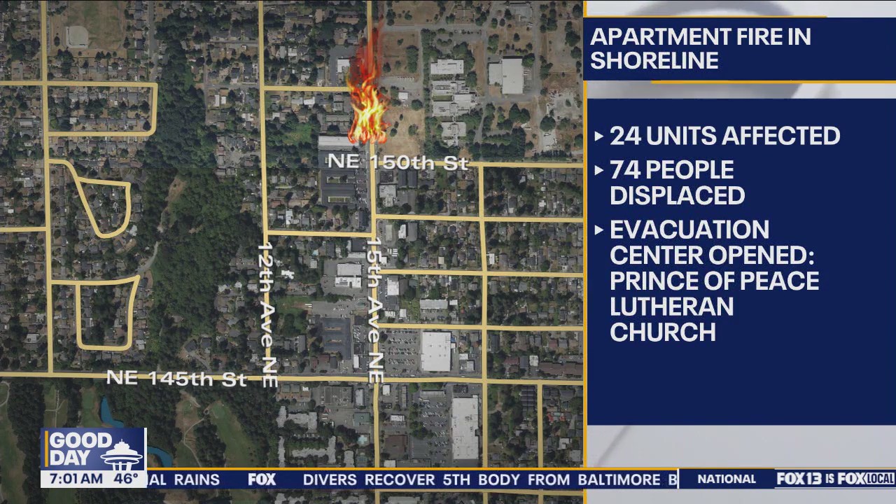 74 people displaced after apartment fire in Shoreline