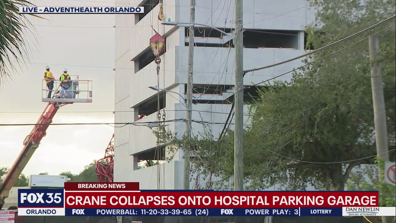 Crane doing heavy lift collapses at AdventHealth Orlando