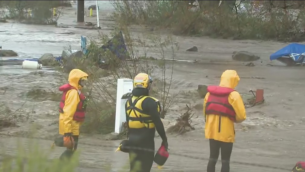 Campers trapped by overflowing creek in Malibu