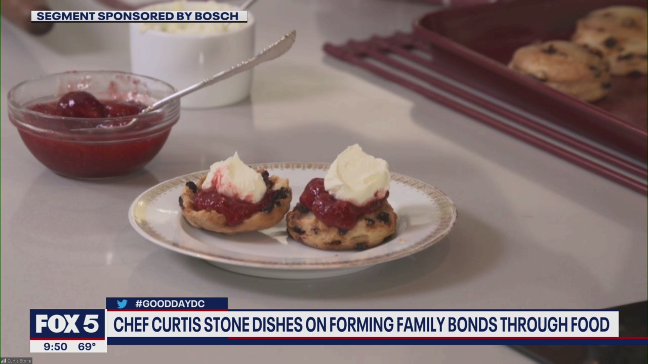 Chef Curtis Stone shows how to make scones with jam