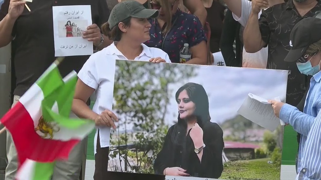 Hundreds of protesters in Atlanta express outrage over death of Mahsa Amini