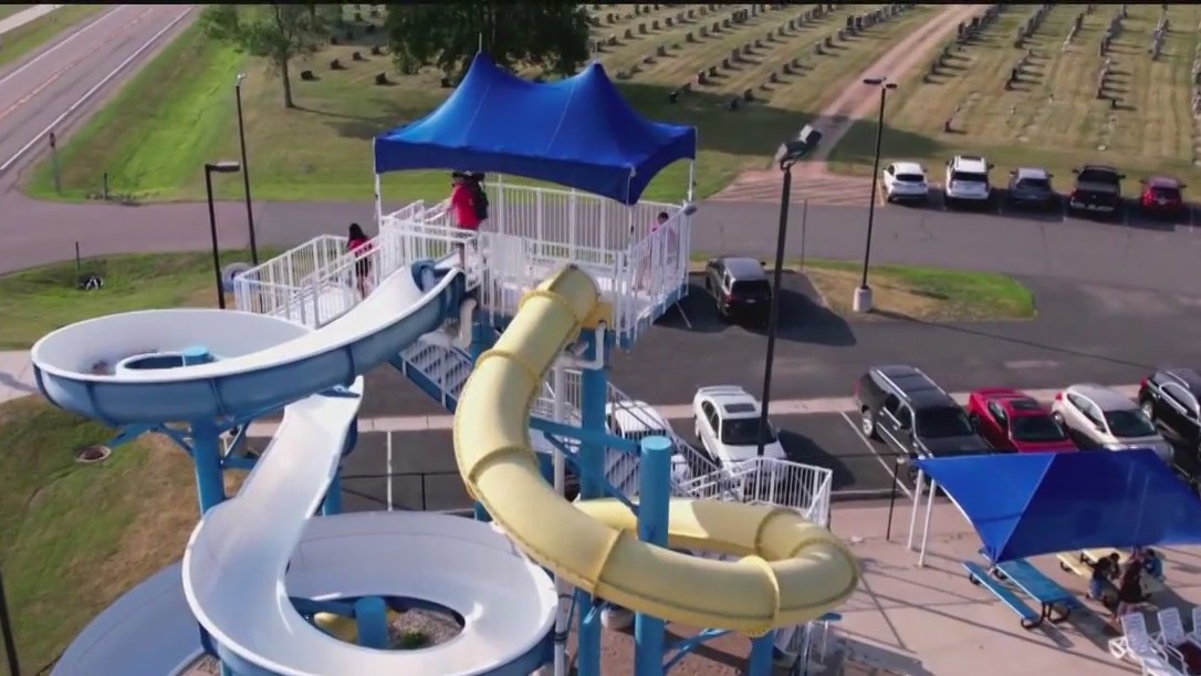 FOX 9 Town Ball Tour: Waterslide race!