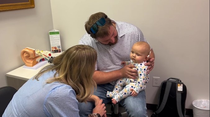 Baby finally hears with cochlear implant