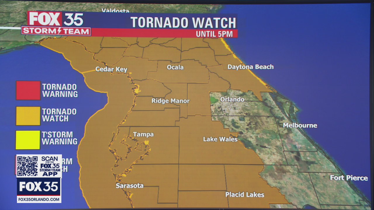 FOX 35 Storm Alert Day: Tornado Watch issued for much of Central Florida