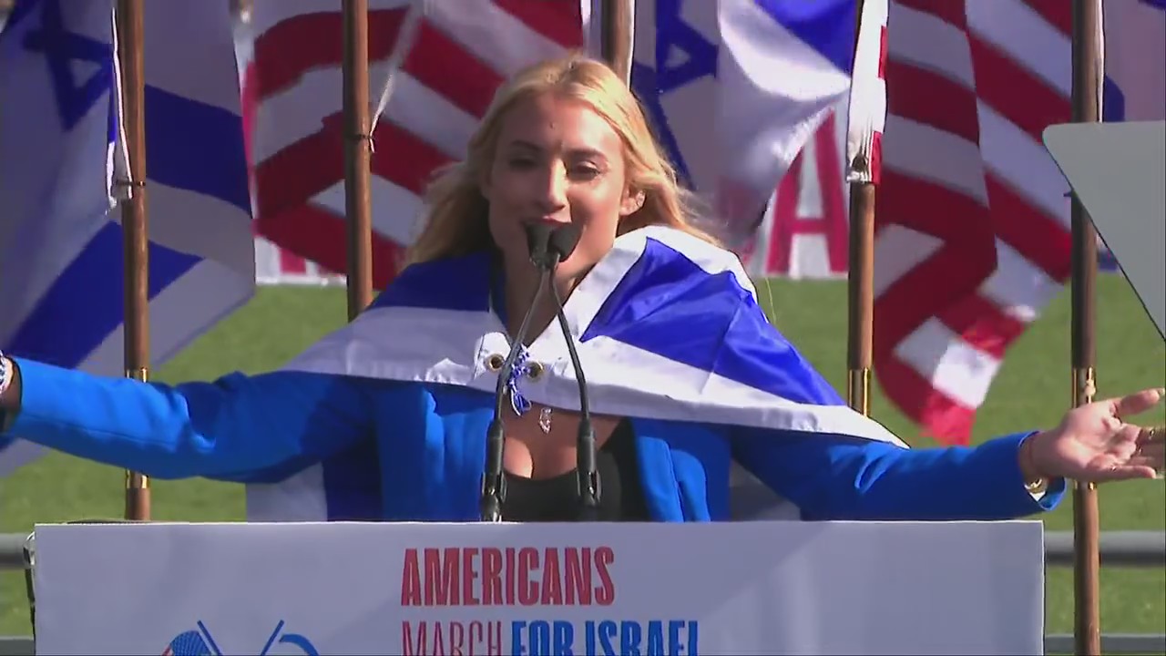 Montana Tucker speaks at March for Israel rally in DC