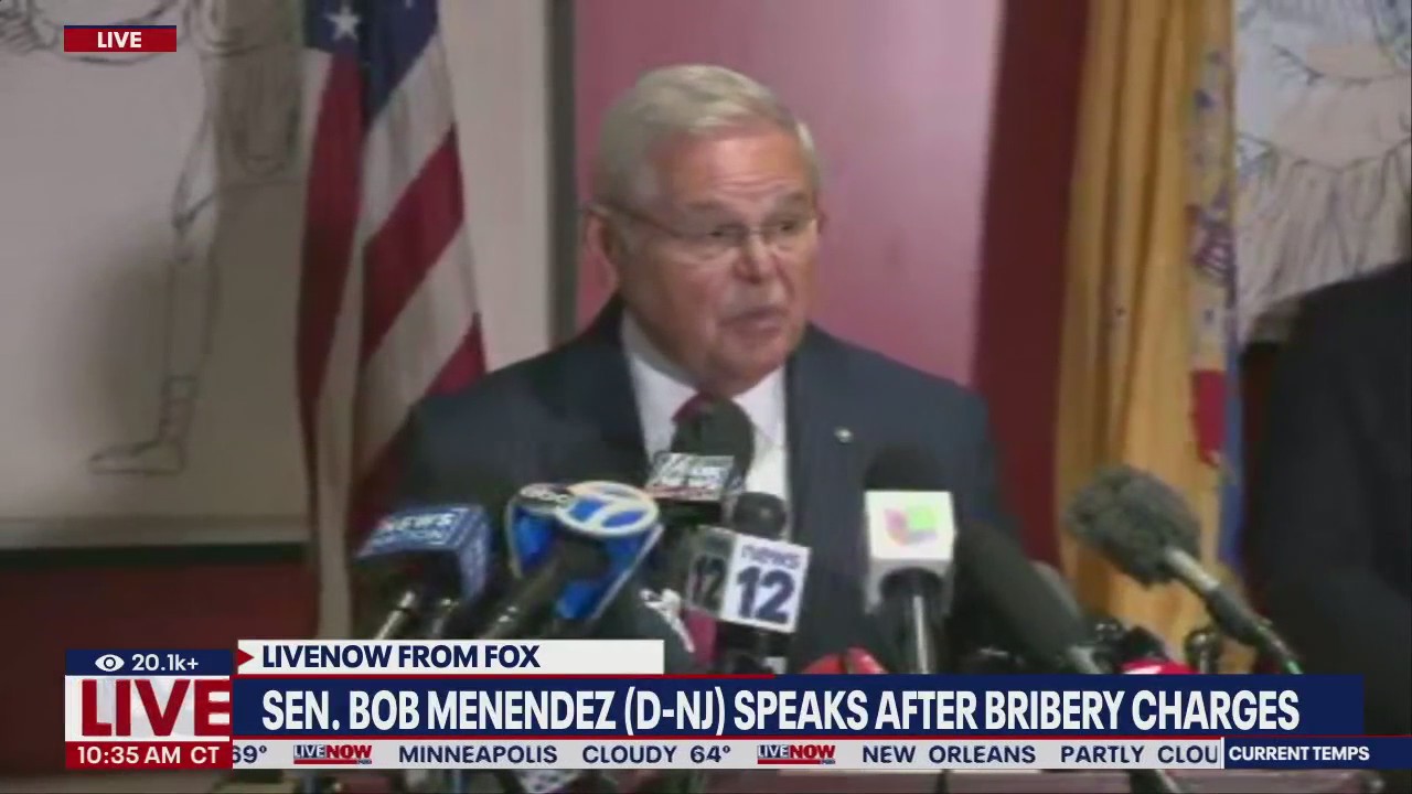 Sen. Bob Menendez speaks on bribery charges