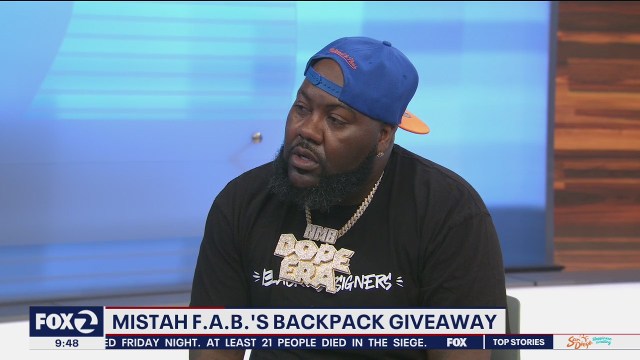 Oakland rap star Mistah F.A.B.'s annual backpack giveaway