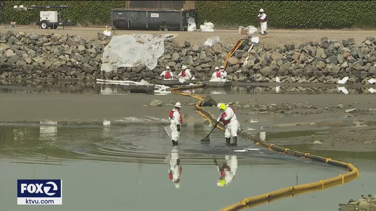 Newsom tours SoCal oil spill; ship's anchor may have caused leak