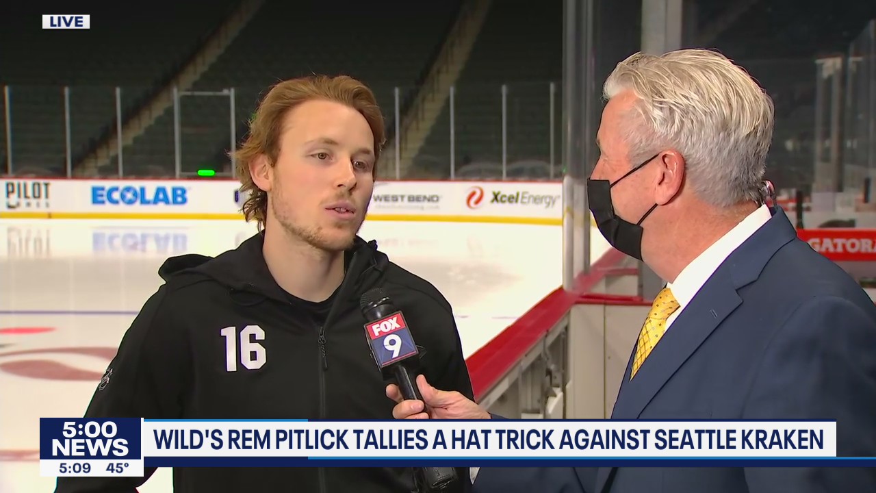 Minnesota Wild's Rem Pitlick tallies a hat trick against Seattle
