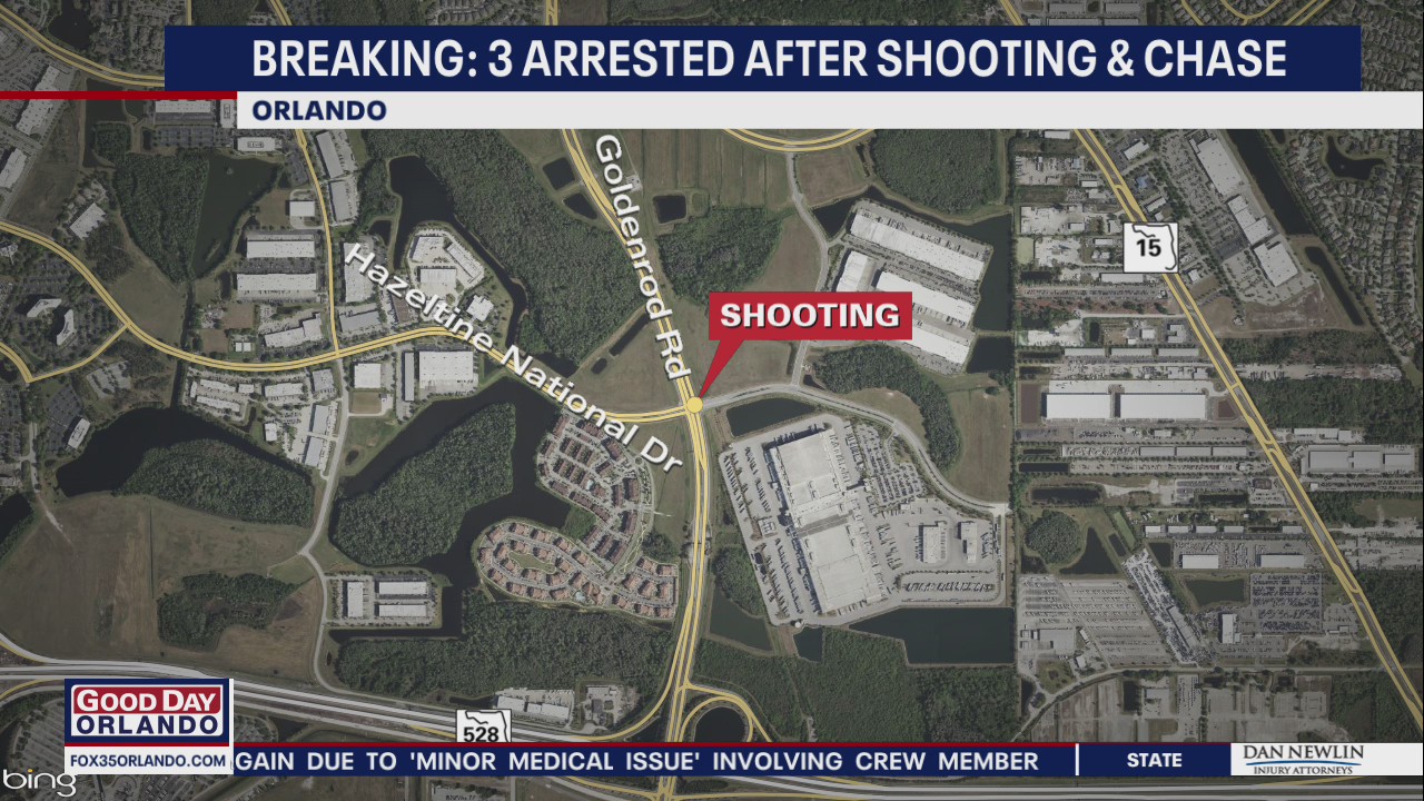 Police: 3 arrested after shooting and chase in Orlando