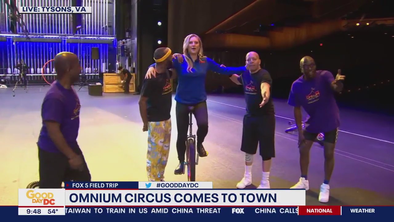FOX 5 Field Trip: Learning to ride a unicycle with Omnium Circus