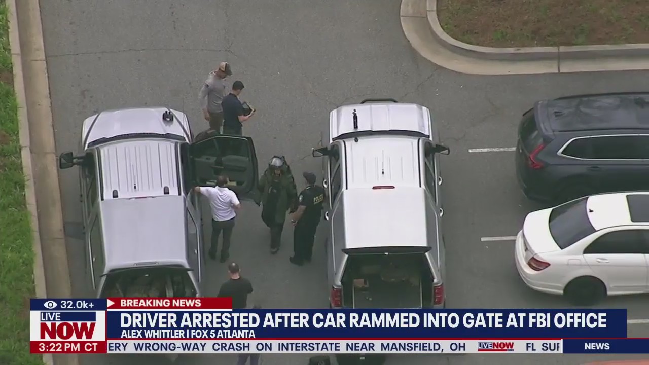 Driver arrested after car rammed into gate at Atlanta FBI office