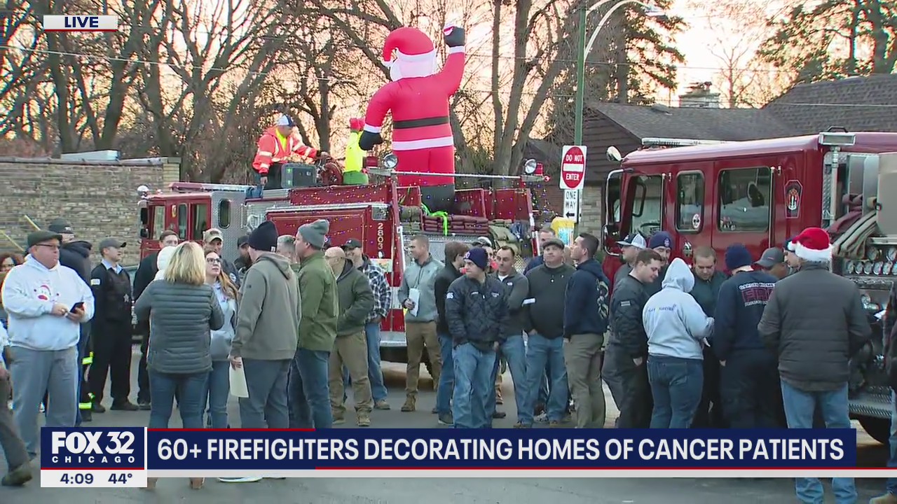 More than 60 firefighters decorating homes of cancer patients