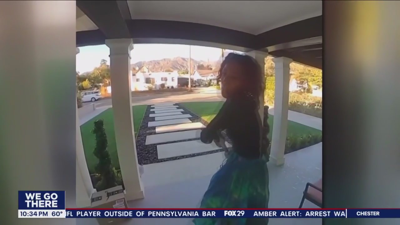 Watch: Woman with pickaxe smashes in windows of California home