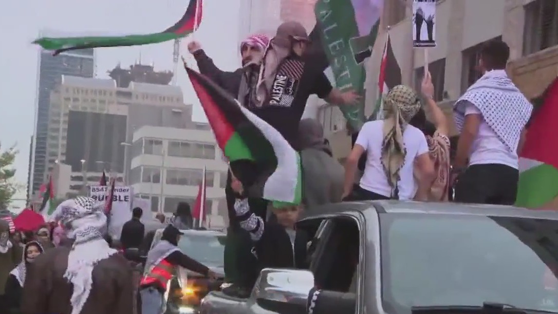 Thousands protest for Palestine downtown