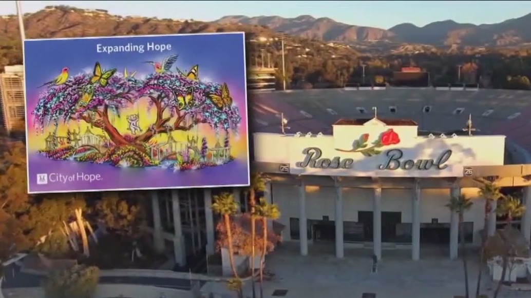 Cancer survivors and their doctors on City of Hope Rose Parade float