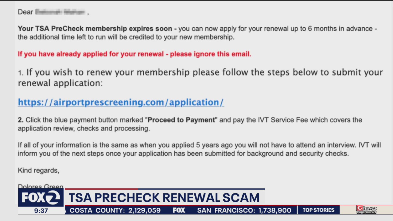 TSA warns of PreCheck scam
