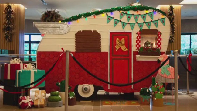 Life-size gingerbread Airstream trailer on display at Four Seasons