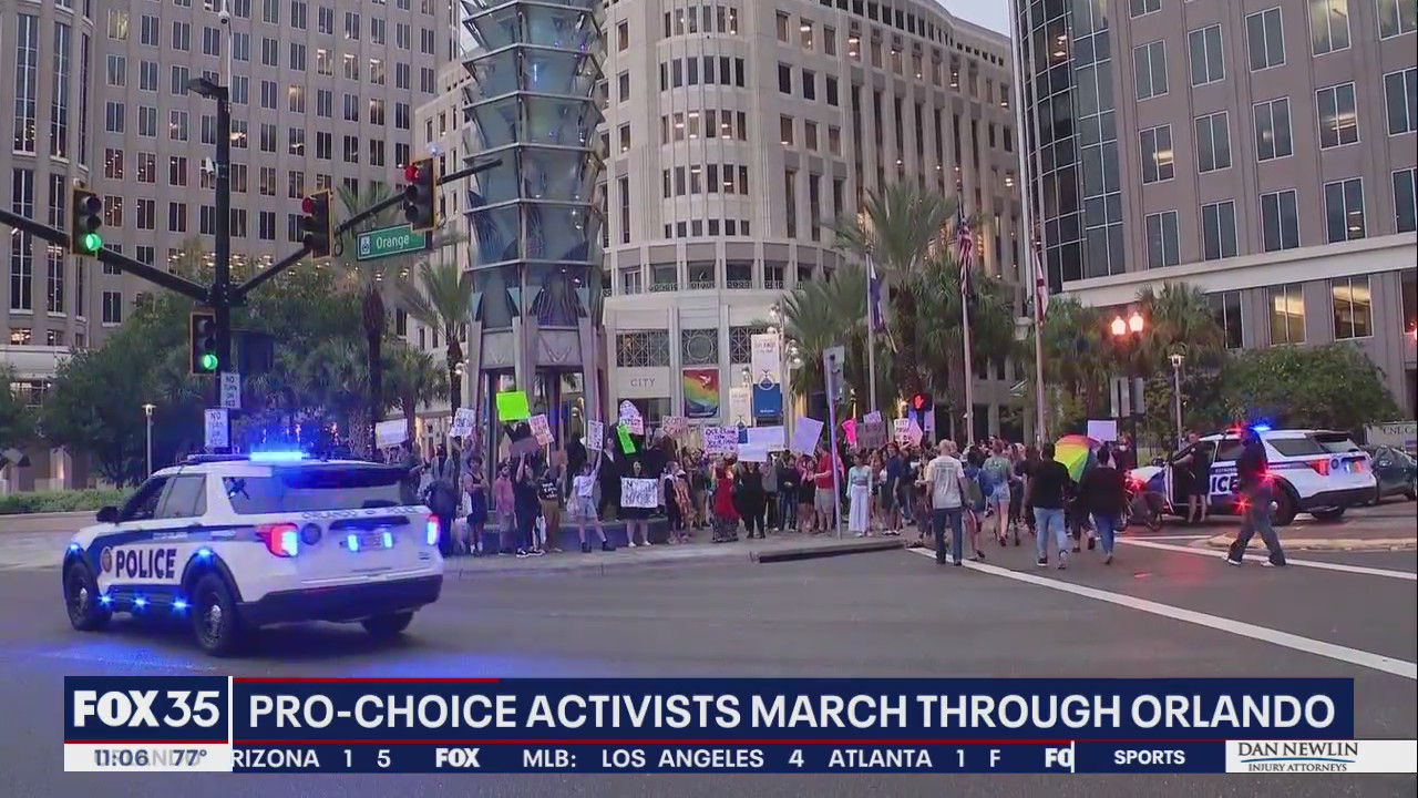 Pro-choice activists march through Orlando