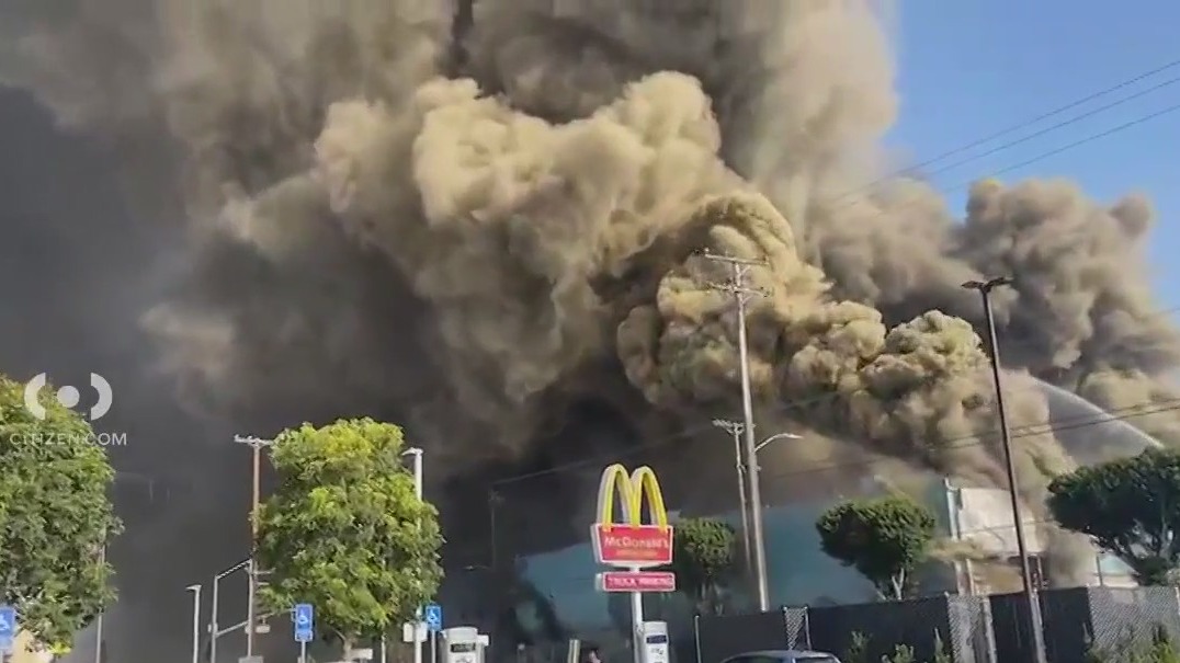 Large commercial fire in Vernon