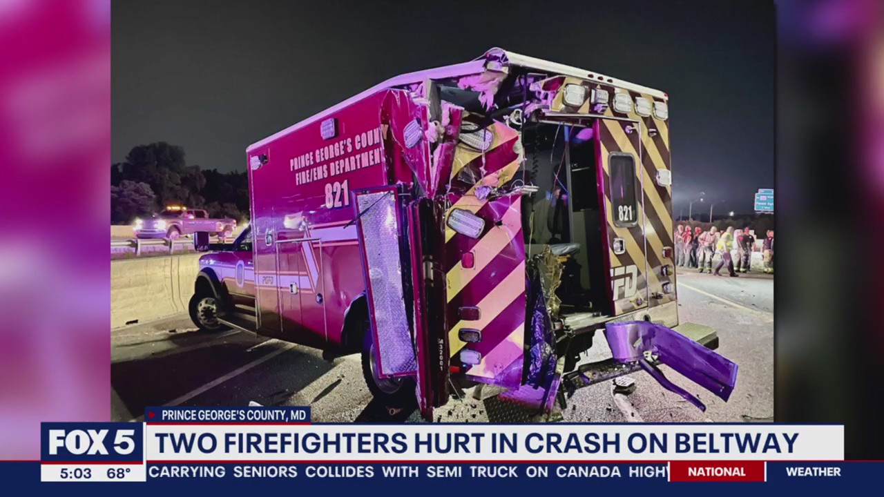 2 firefighters hurt in crash