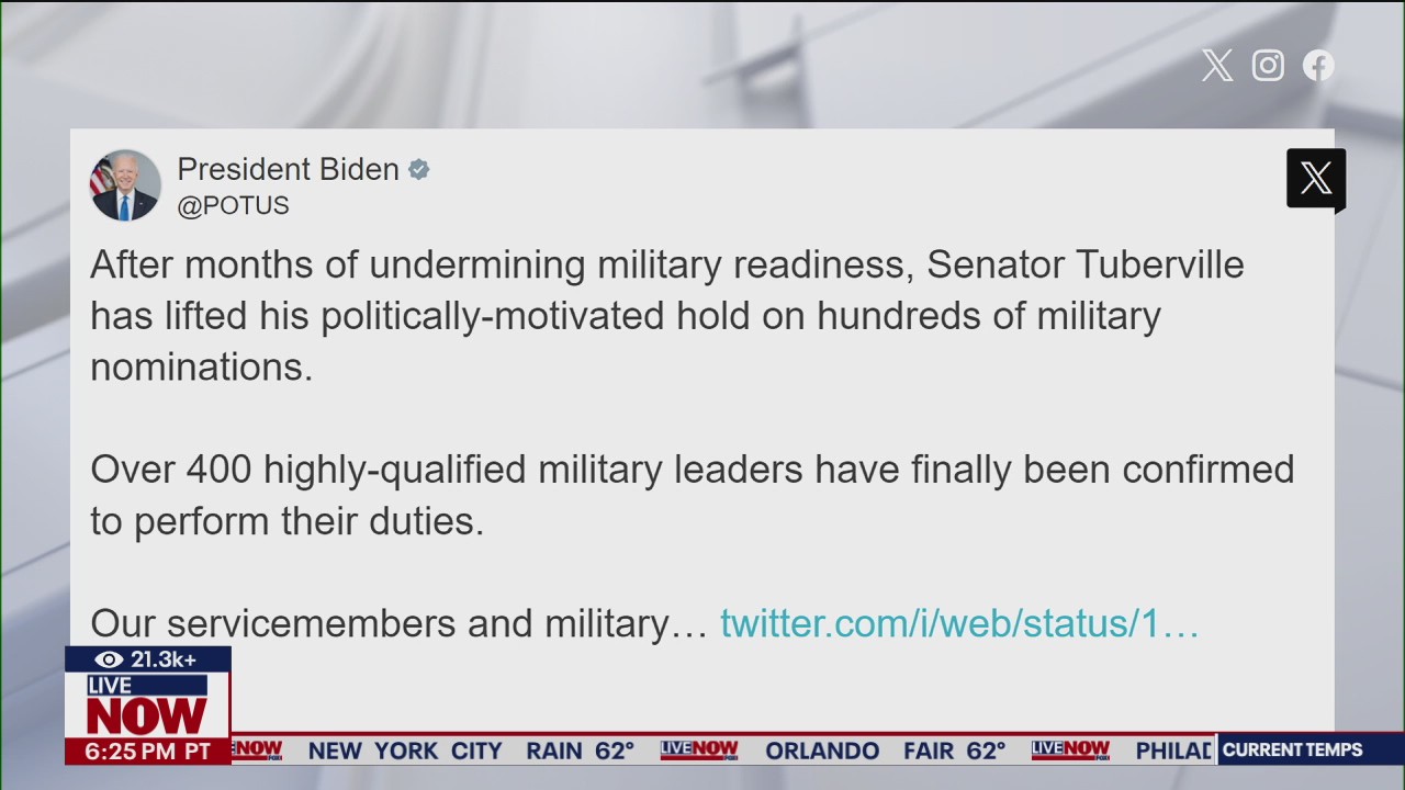 Sen. Tuberville ends hold on military promotions