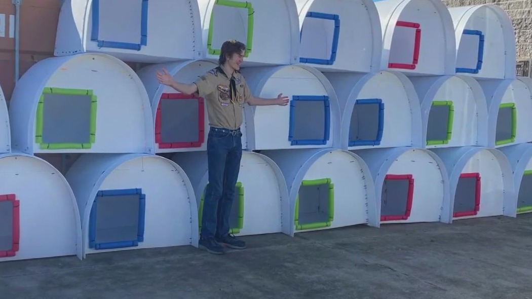 Royse City Boy Scout builds doghouses for DAS