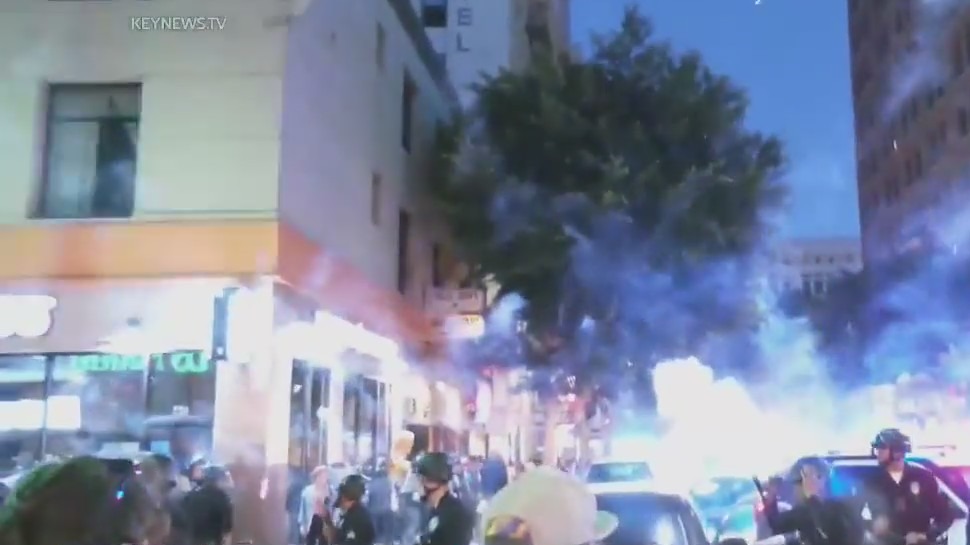 Downtown LA gatherings, protests take explosive turn