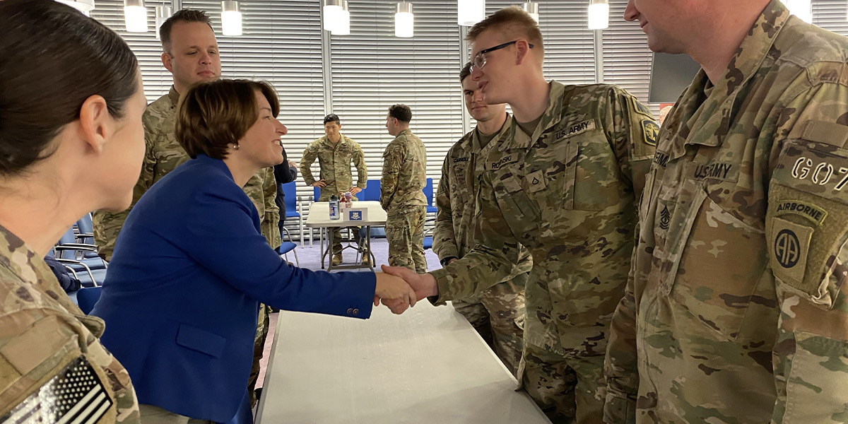 Sen. Klobuchar visits with troops in Poland as Russia targets base near border