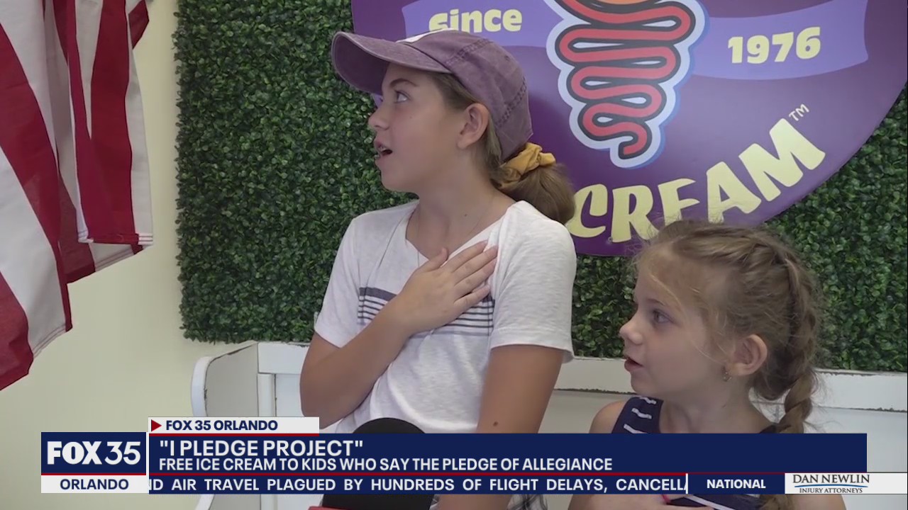 Children can get free ice cream cone for saying the Pledge of Allegiance