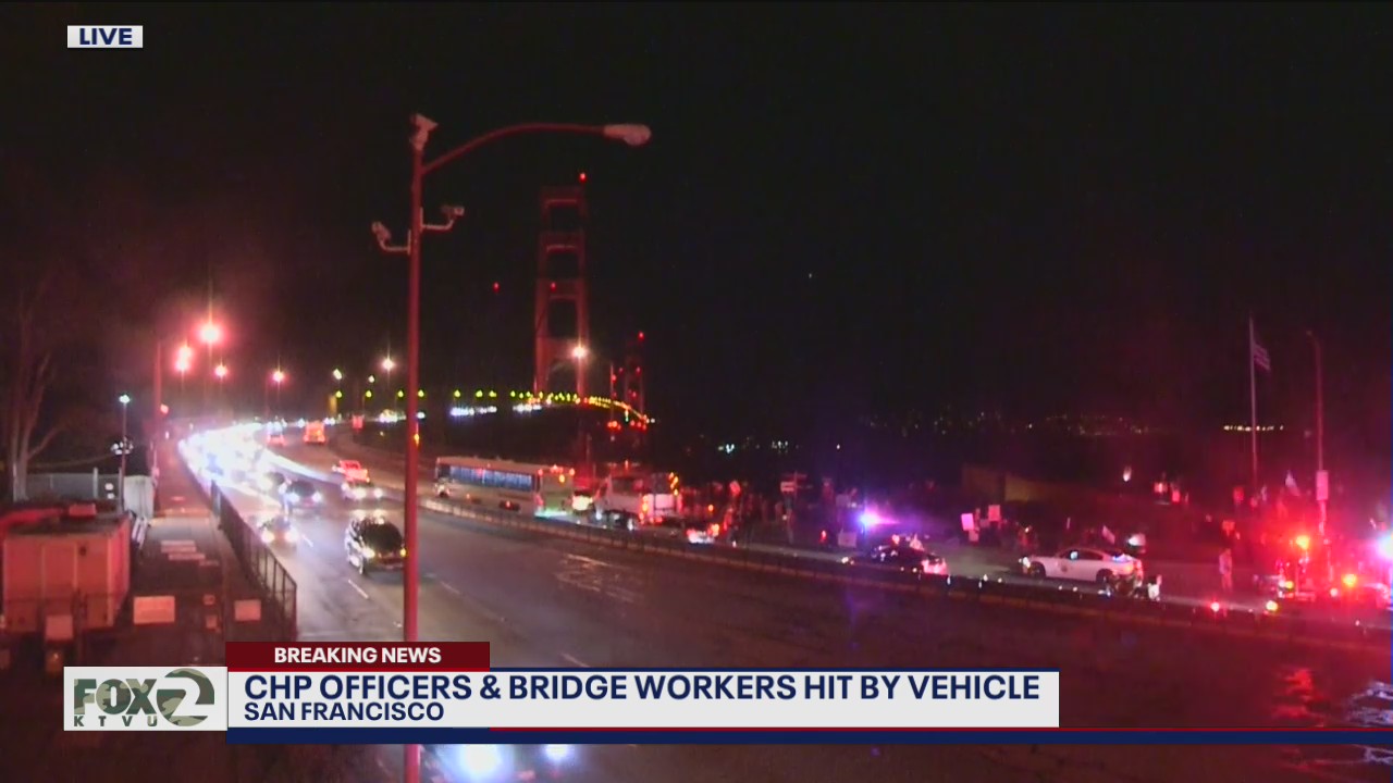CHP officers and bridge workers hit by car on Golden Gate Bridge