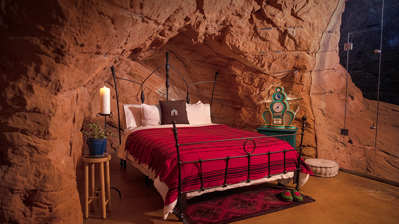You could stay in Grinch's cave overnight this holiday
