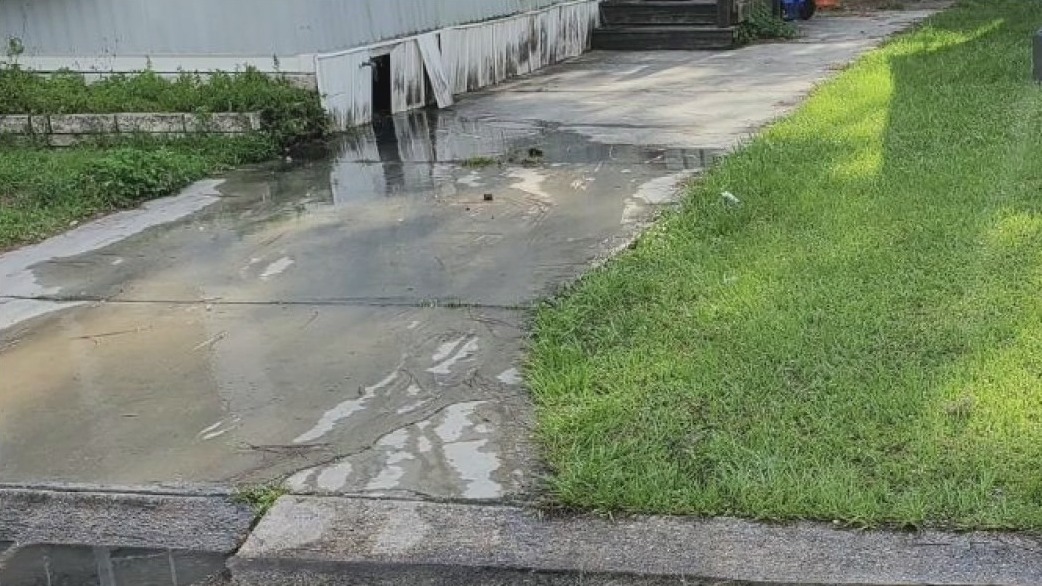 Sewage leak forces woman from her home