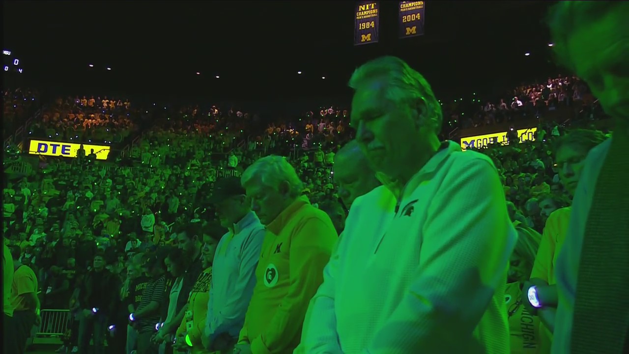 FOX Sports pregame featured Michigan Athletics honoring Michigan State before basketball game