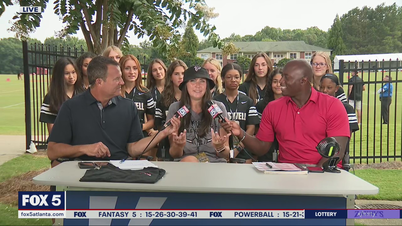 Flag football teams visit Falcons training camp