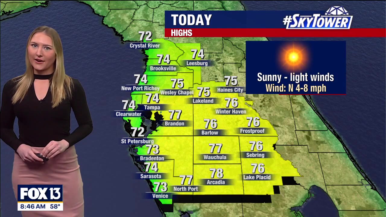 Tampa weather: Sunny, light winds in Bay Area