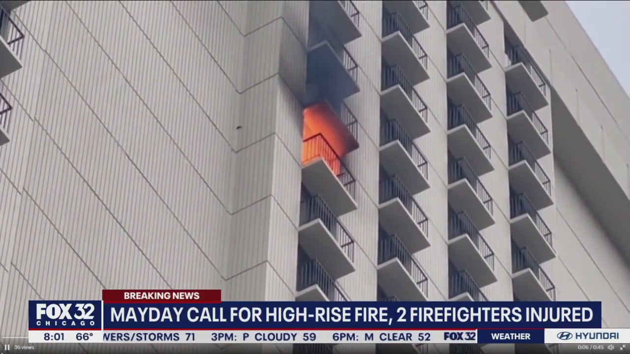 Mayday call issued for Chicago highrise fire, 2 firefighters injured