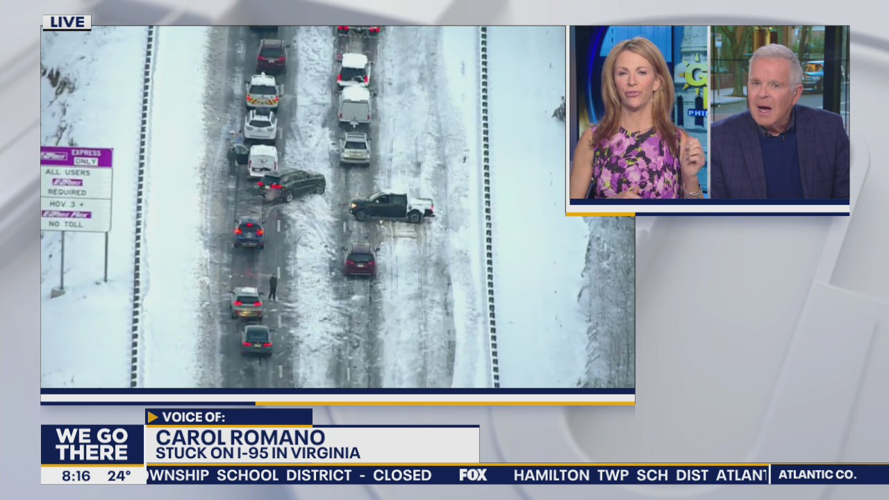 Snowfall leaves drivers stranded on I-95 in Virginia