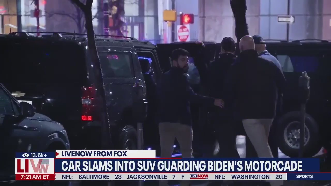 Car slams into SUV guarding Biden's motorcade