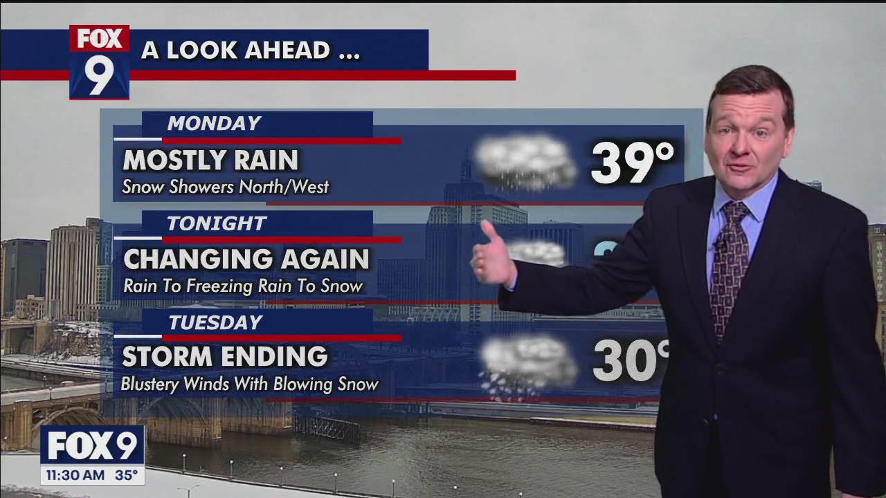 MN weather: Rain in Twin Cities, snow north/west Monday