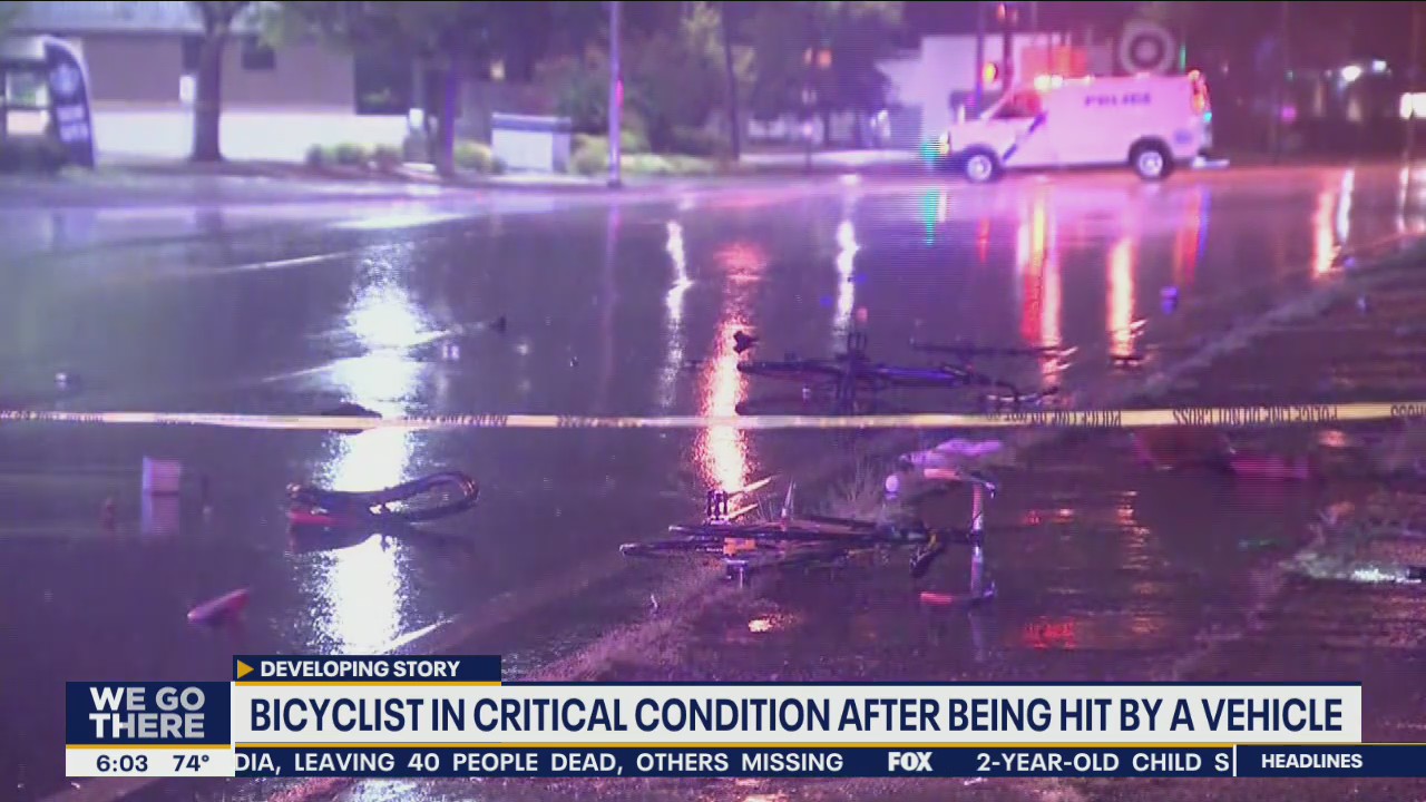 Bicyclist in critical condition after being hit by a vehicle