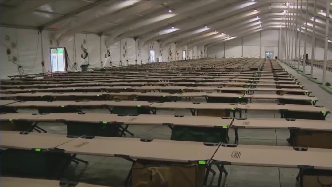 Protests outside new tent city migrant center in Queens