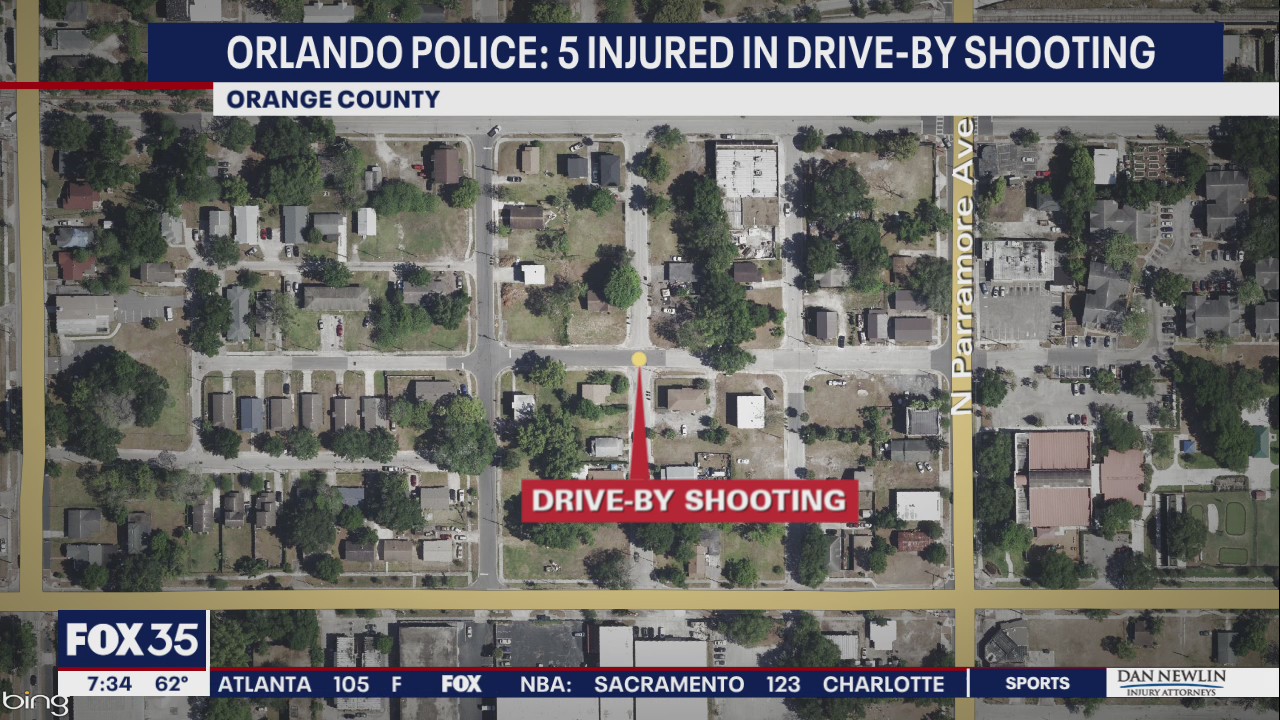 Orlando police: 5 injured in drive-by shooting