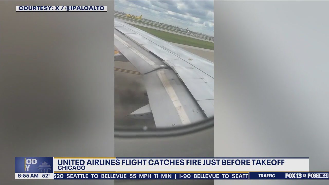 Flight headed to Seattle catches fire just before takeoff in Chicago