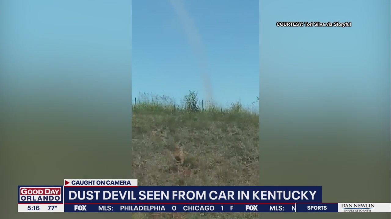 Dust devil seen from car in Kentucky